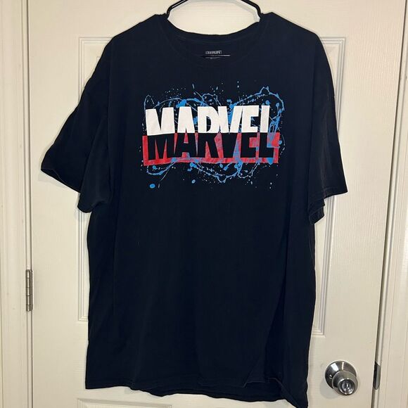 Other - Marvel T Shirt Mens XXL Short Sleeve Black Blue Paint Splatter Print